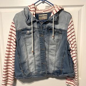 Candy cane striped-jean jacket - size 1x - Brand Wallflower